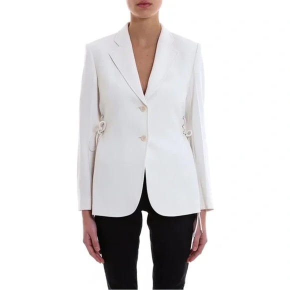 Theory Admiral Crepe Lace-Up Blazer - Ivory/Off-White Size 0 - Picture 1 of 11